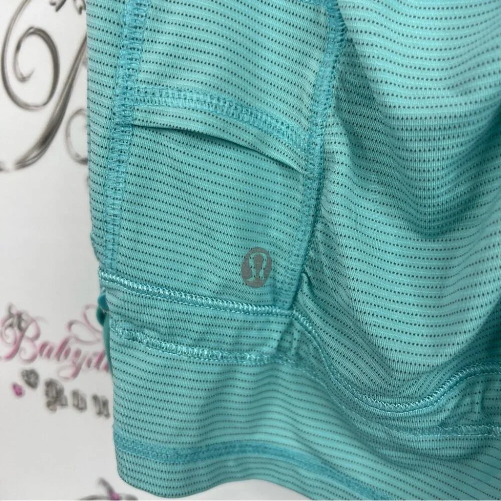 Lululemon tank top stripes racer back Teal Sleeveless Ruffle Hem Top ruffles